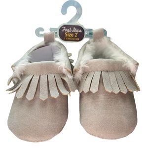 First Steps Baby Grey Moccasins Size 2